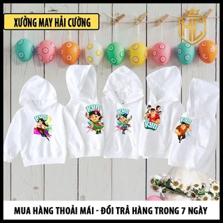 Áo Hoodie màu trắng in hình sữa kun gia đình kun cực yêu cho bé trai bé gái