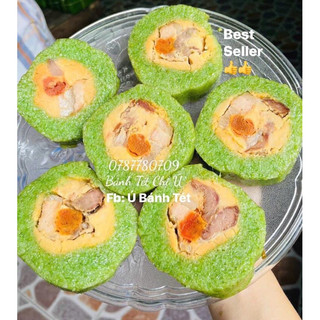 Bánh tét xanh trứng muối thập cẩm trà cuôn đặc biệt