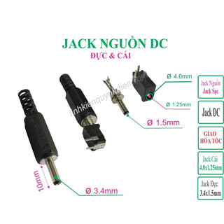 Jack nguồn DC Đực và Cái - Chân sạc đèn pin - Đèn đội ( jắc DC 1.5mm) Loại nhỏ - Linh kiện điện tử QUỲNH DIỄN
