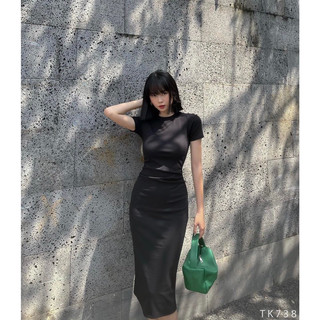 Đầm body trơn borip dáng dài