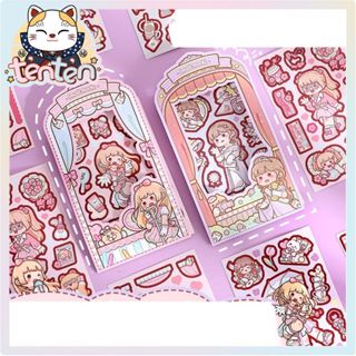 Sticker cute/Set 21 tấm sticker hình dán to hãng Duga hình bé gái hoạt hình trang trí sổ planner bullet journal Tẻn Tẻn