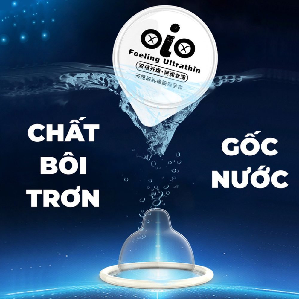 Bao cao su OiO siêu mỏng 001 nhiều gel bôi trơn, bcs kéo dài thời gian chống xuất tinh sớm Hộp 10c