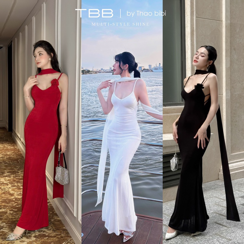 Đầm tiệc đuôi cá 2 dây kèm dây cổ TBB by Thao bi i
