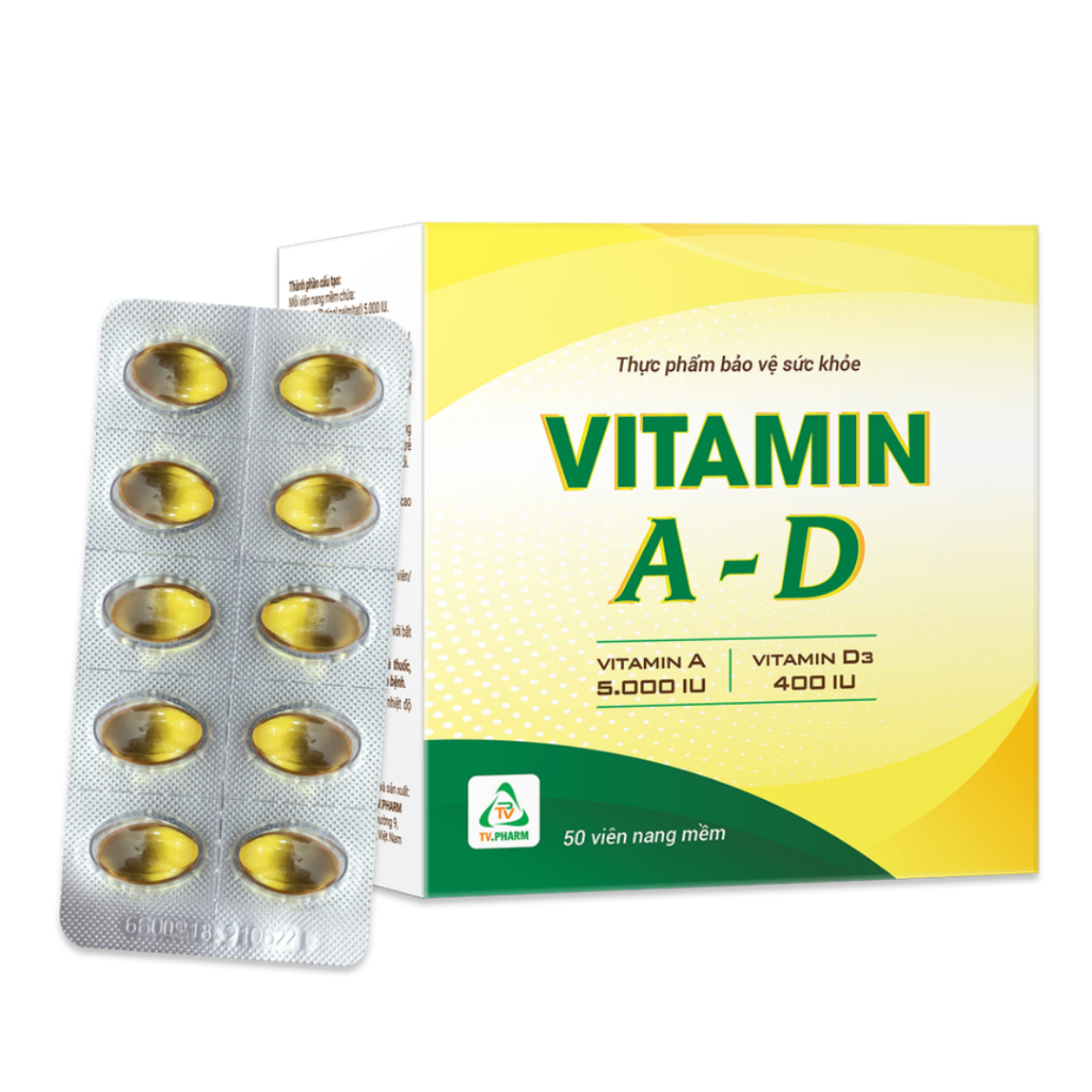 VITAMIN A-D (VITAMIN A 5.000 IU,VITAMIN D 400 IU) (HỘP 100 VIÊN)