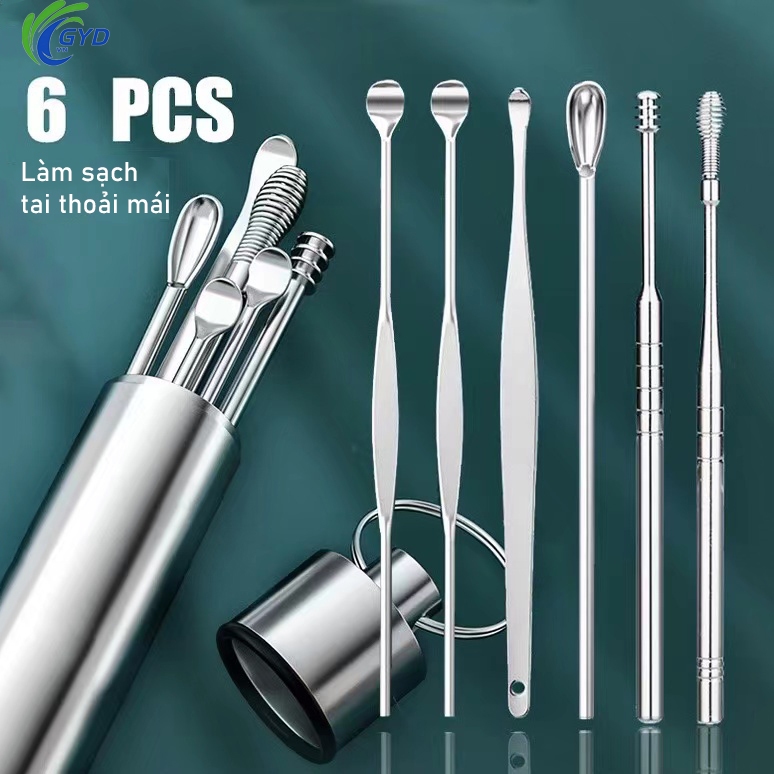 Bộ lấy ráy tai, bộ dụng cụ ngoáy tai chuyên nghiệp Inox kèm hộp