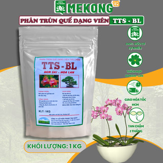 Phân trùn quế dạng viên Mekong túi 1KG - Phân bón hữu cơ, Tan chậm dùng bón cho hoa lan, bonsai
