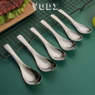 Muỗng Inox Cán Ngắn Đầu Dẹt Phủ Nhám Bạc, Thìa Inox Cao Cấp Sáng Bóng