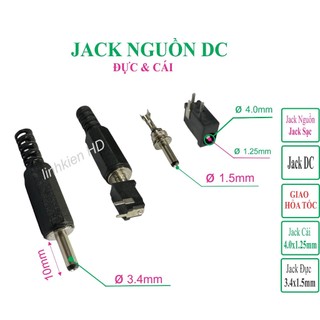 Jack nguồn dc đực và cái - chân sạc đèn pin - đèn đội loại nhỏ - linhkienhd