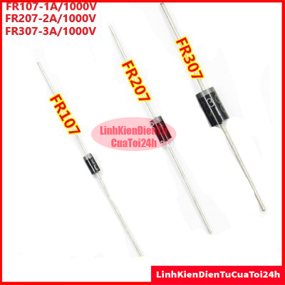Túi 10 Con - FR107, FR207, FR307 - Diode Xung 1A 1000V Chân Cắm - Phục Hồi Nhanh