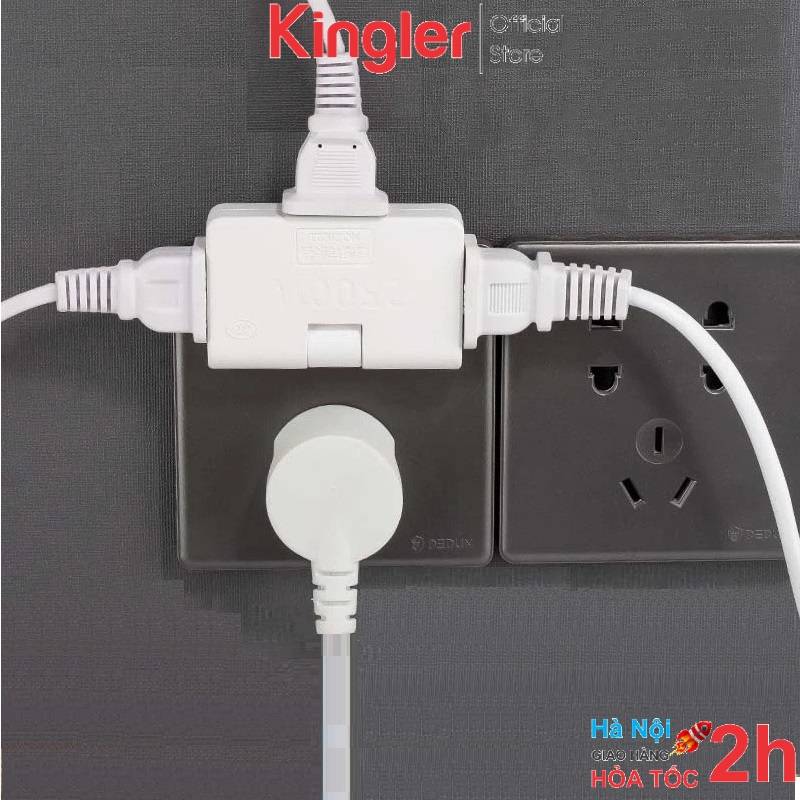 Phích Cắm Chia 3, Ổ Cắm Chia 3 Ổ, Xoay 180 Độ, Dành Cho Không Gian Hẹp, Ổ Điện Chân Cắm Dẹt Chắc Chắ