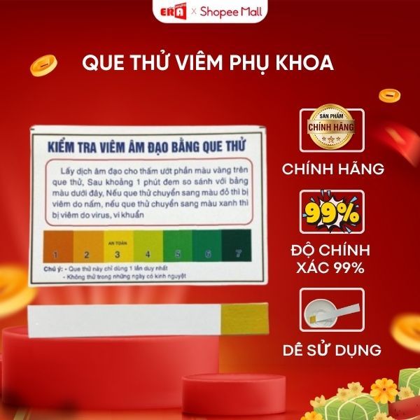 Que thử viêm phụ khoa âm đạo giúp điều chỉnh độ pH nhanh nhạy chính hãng Era
