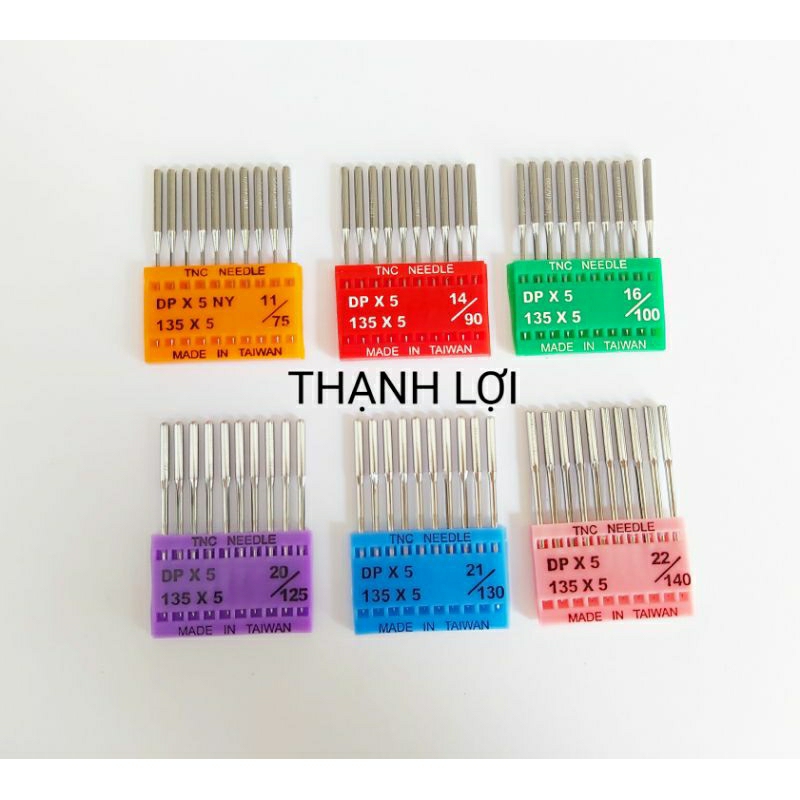 10 cây kim DPx5 máy trụ, máy 2 kim hiệu TNC (Kim tròn ngắn, đuôi lớn)