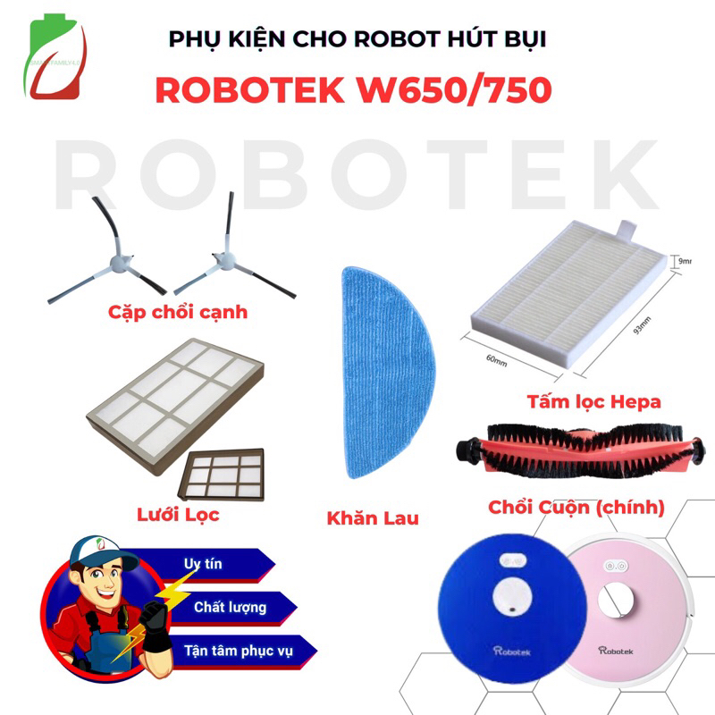 PHỤ KIỆN CHO ROBOT HÚT BỤI  ROBOTEK W650/750