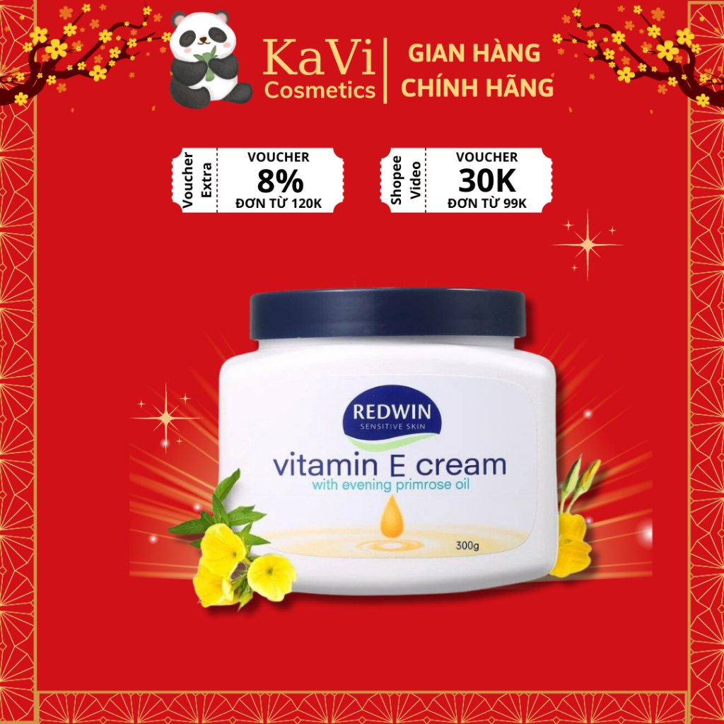 Kem dưỡng da mềm mịn, ngăn ngừa nếp nhăn Redwin Vitamin E Cream 300g Úc