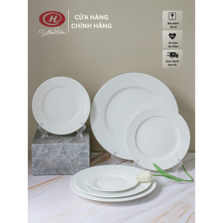 Đĩa tròn cạn trắng trơn - sứ minh châu