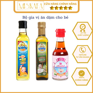 Bộ gia vị ăn dặm cho bé, Dầu ăn dặm cho bé Kiddy, Dầu Oliu Kiddy, Nước mắm ăn dặm cho bé Lê Gia