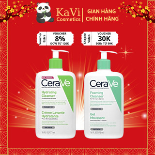 Sữa rửa mặt cerave foaming cleanser 236 - 473ml chính hãng cho da dầu, da khô, mụn nhạy cảm