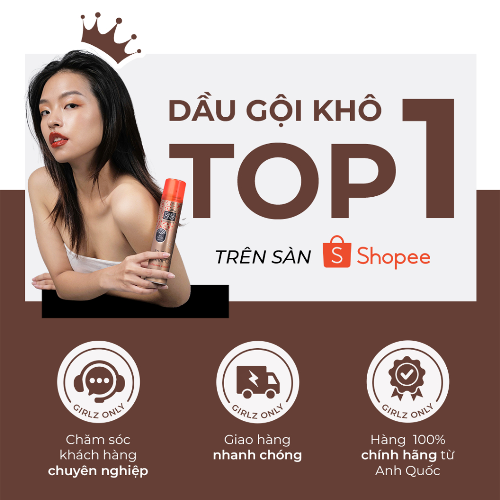 Dầu Gội Khô Dry Shampoo Girlz Only For Brunette (Nâu) Travel Size 100ml