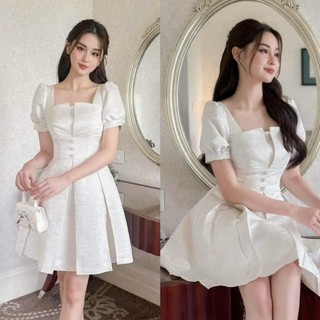 Đầm dự tiệc cổ vuông đầm chuẩn thiết kế vải tafta vân đá sang trọng cho nàng đi tiệc ST11