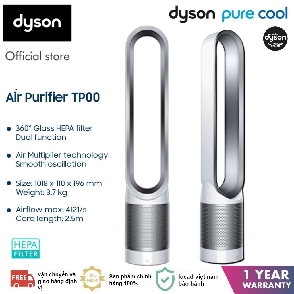 Máy lọc không khí Dyson Pure Cool TM Tower Trắng Bạc