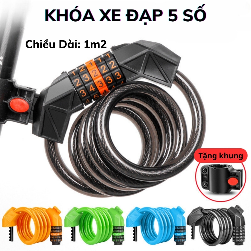 Khóa Xe Đạp Phụ Kiện Xe Đạp Khóa Dây Xe Đạp Mật Mã 4 Số Lõi Thép Cao Cấp Chống Cắt Ổ Khóa Xe Đạp Chống Trộm Thông Minh