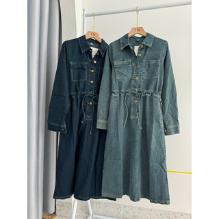 Váy bò dáng dài kèm đai xẻ sau hàng quảng châu siêu đẹp - Đầm jean nữ