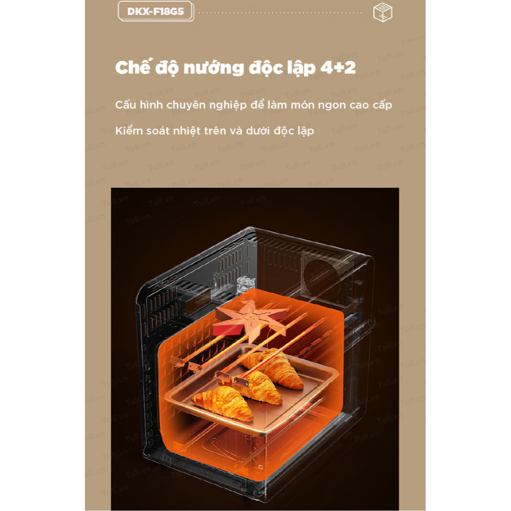 Nồi chiên không dầu -Lò nướng hơi nước đối lưu Bear DKX-F18G5 Dung tích lớn 18L, 1400W, Gia đình 2-5 người ăn,BH 18 TH