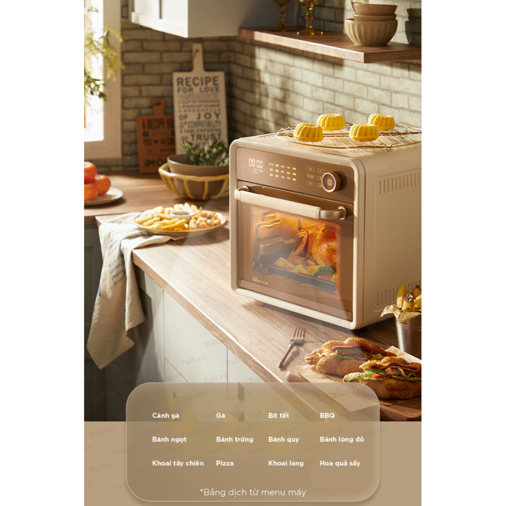 Nồi chiên không dầu -Lò nướng hơi nước đối lưu Bear DKX-F18G5 Dung tích lớn 18L, 1400W, Gia đình 2-5 người ăn,BH 18 TH