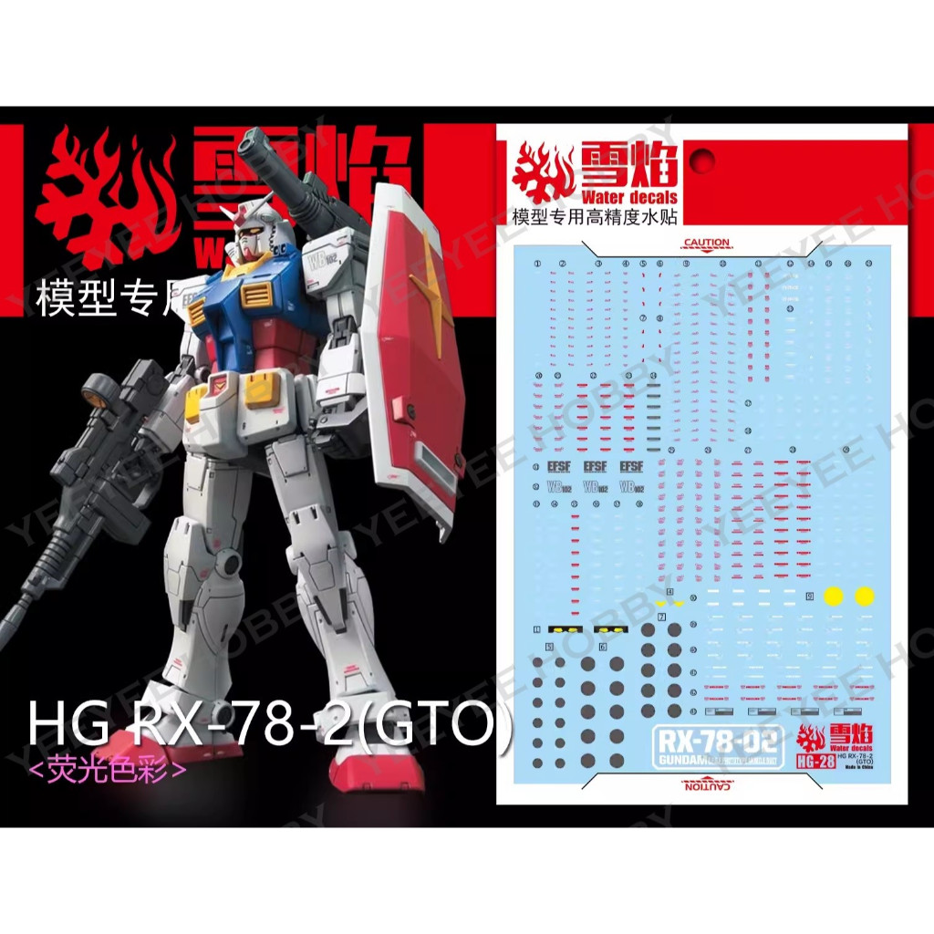 DECAL MÔ HÌNH XUEYAN - HG-28 - DECAL NƯỚC PHẢN QUANG CHO MÔ HÌNH HG 1/144 RX-78-2 VER GTO