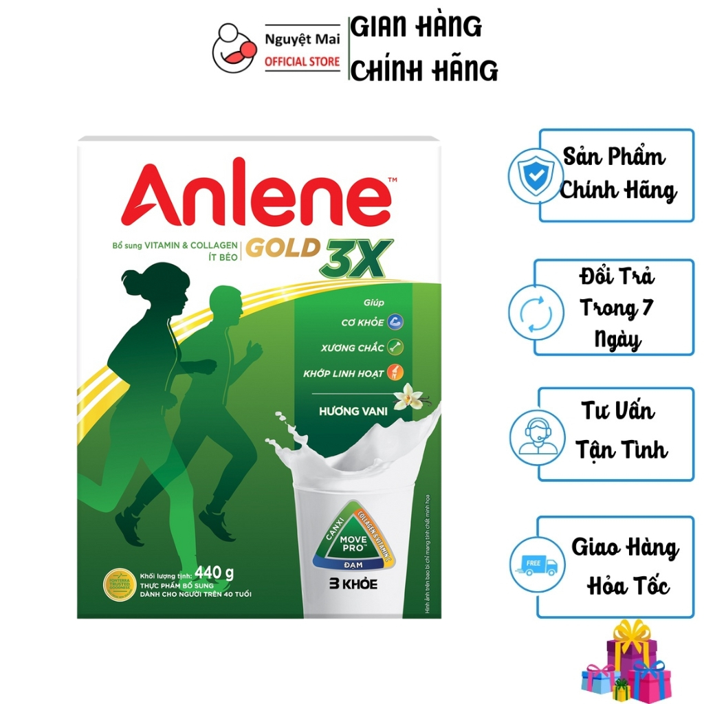 Sữa Bột Anlene Gold MovePro 3X Hương Vani Hộp Giấy 440g