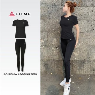 Bộ thể thao nữ Fitme áo thun tập gym Sigma form body tay ngắn, quần legging dài cạp cao tôn dáng