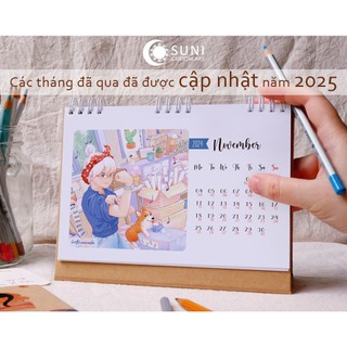 Lịch lò xo đế chữ a 2024 - minh họa kể chuyện - chill with corgi illustrations