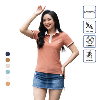 LAROMA Áo polo nữ phối cổ | vải coolmax làm mát