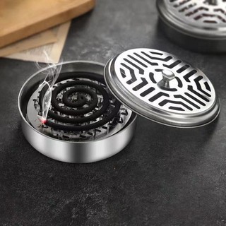  Hộp inox đựng nhang muỗi CÓ NẮP ĐẬY T2 Khay đựng nhang muỗi lót đế an toàn 
