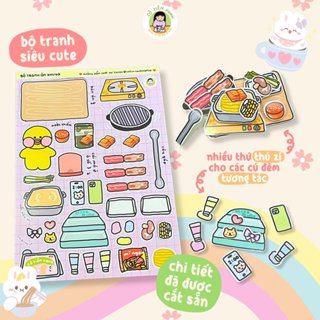 Bộ Tranh Đồ Chơi Giấy "Ăn Khuya" Cô Tiên Xanh Topping cắt sẵn