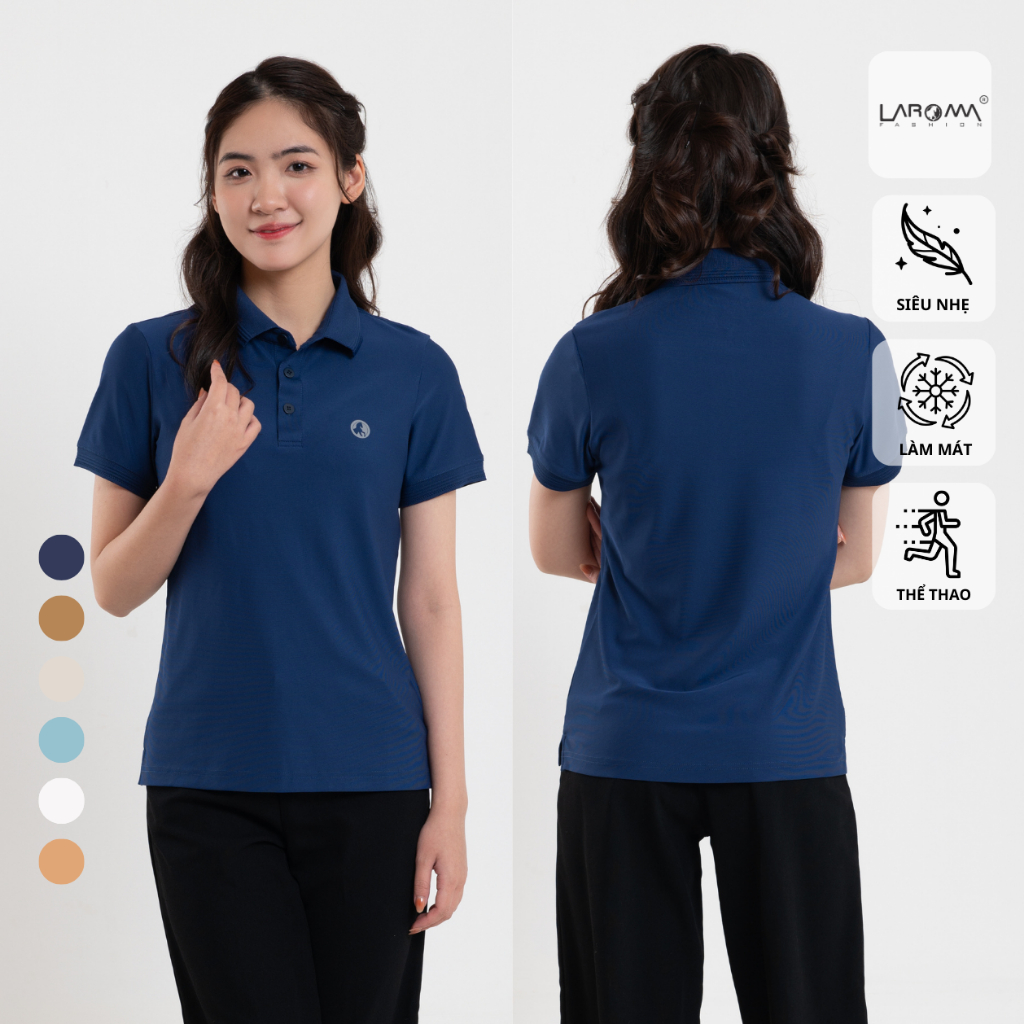 LAROMA Áo polo nữ basic trơn | vải coolmax làm mát