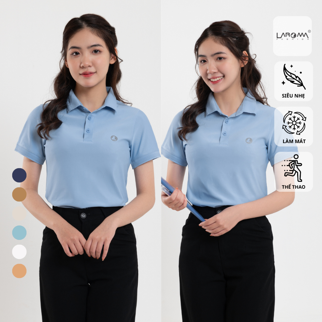 LAROMA Áo polo nữ basic trơn | vải coolmax làm mát