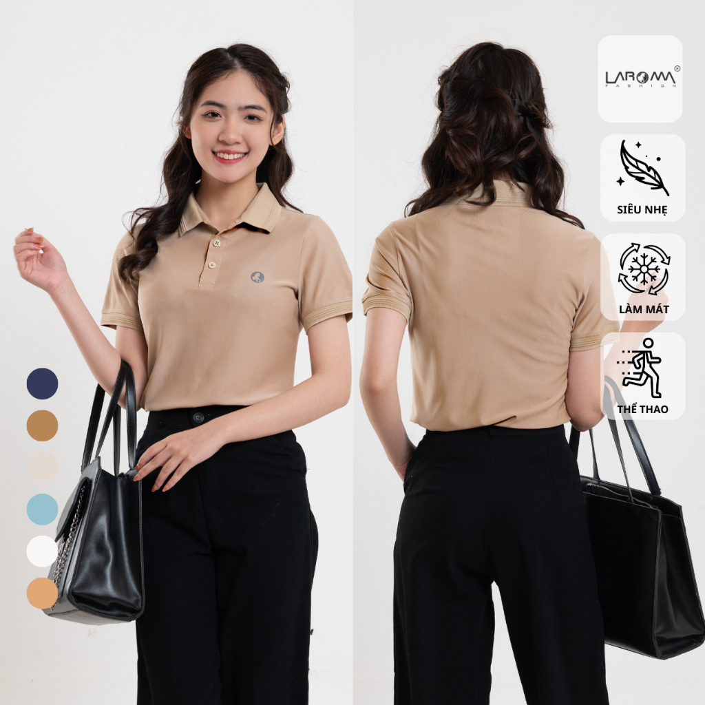 LAROMA Áo polo nữ basic trơn | vải coolmax làm mát