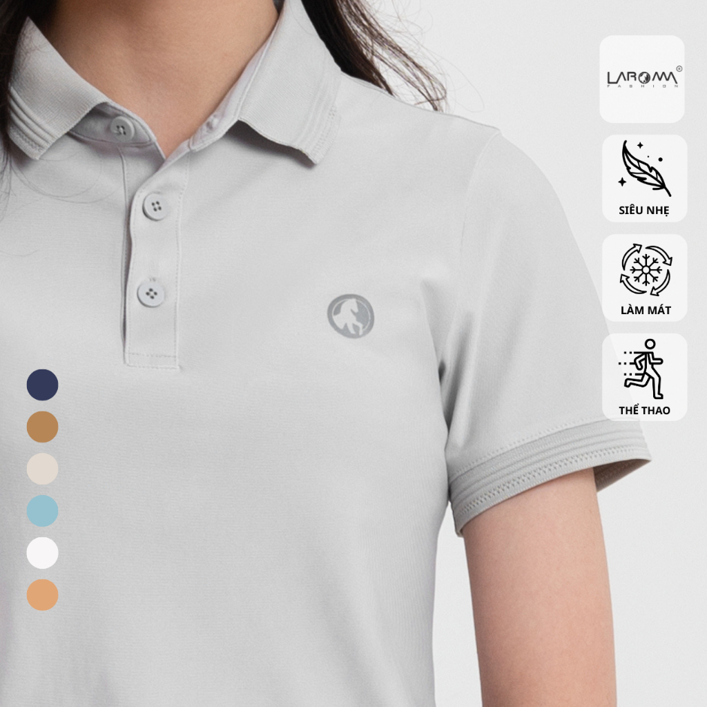 LAROMA Áo polo nữ basic trơn | vải coolmax làm mát