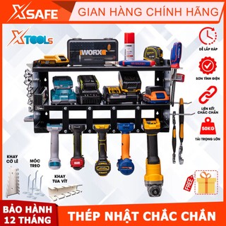 Kệ máy pin XTOOLs giá treo đồ nghề thép phủ lớp sơn tĩnh điện cao cấp kệ treo máy khoan pin máy siết buloong cờ lê