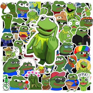 Sticker Chống Nước - 50 cái Sticker Ếch Xanh Pepe chống nước, Hình dán ếch Pepe meme