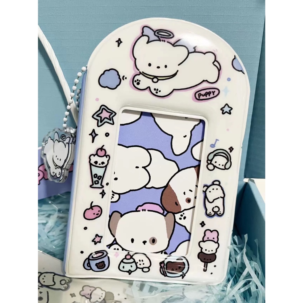 Holder Collect Book “Puppy’s Daily” Kèm Keyring - Collect Book 1 Ô Sheet PVC Có Nút Gài Style Hàn Qu