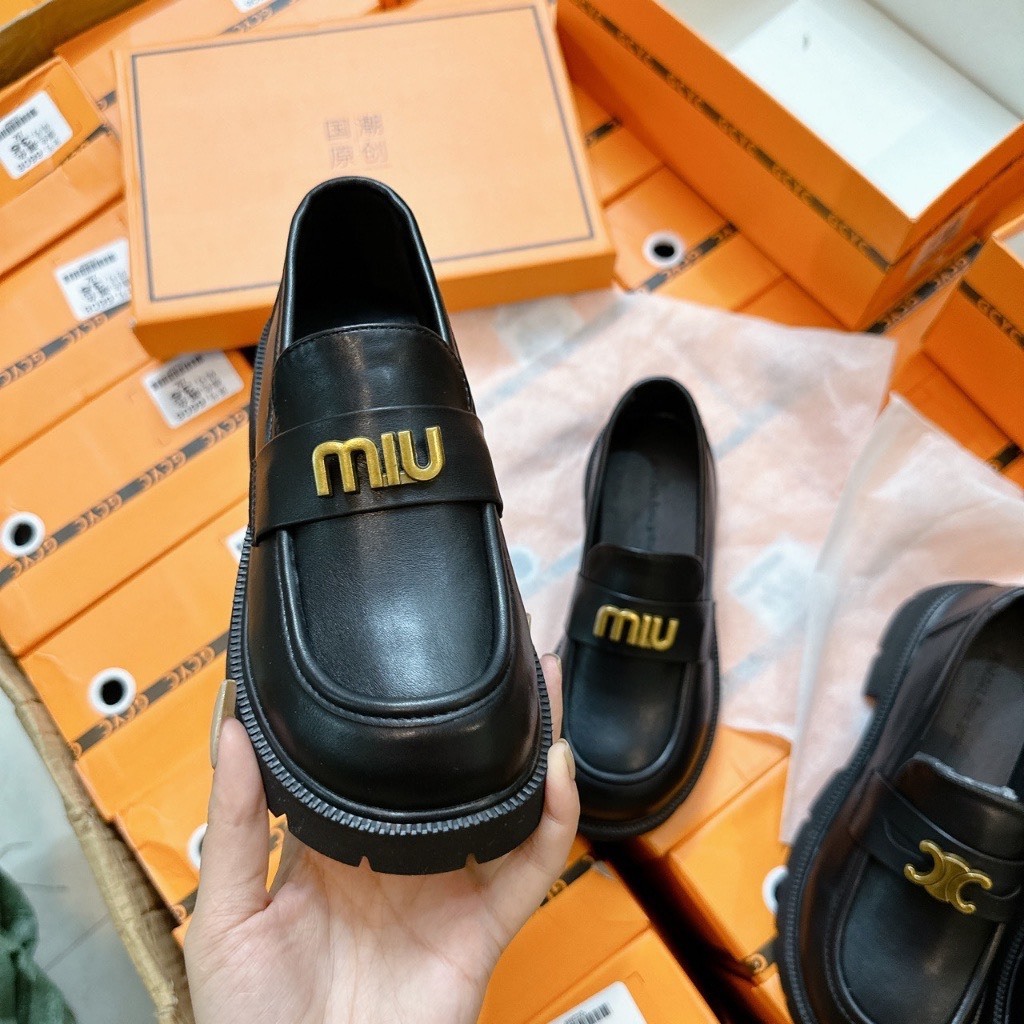 Giày moca nữ miu da mềm siêu xinh thời trang, loafer nữ tag đồng, giày đốc nữ miu đế cao 4cm lên chân tôn dáng