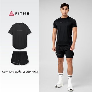 Bộ đồ chạy bộ tập gym nam Fitme chất thun thể thao co giãn 4 chiều cao cấp Black