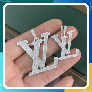 Mặt dây chuyền bạc ta hình chữ LV 3,5 cm và 2,5 cm dành cho nam TIMS M0017
