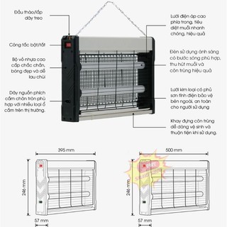 Đèn bắt muỗi, đèn bắt côn trùng Rạng Đông model RD-DBM02 500x250mm
