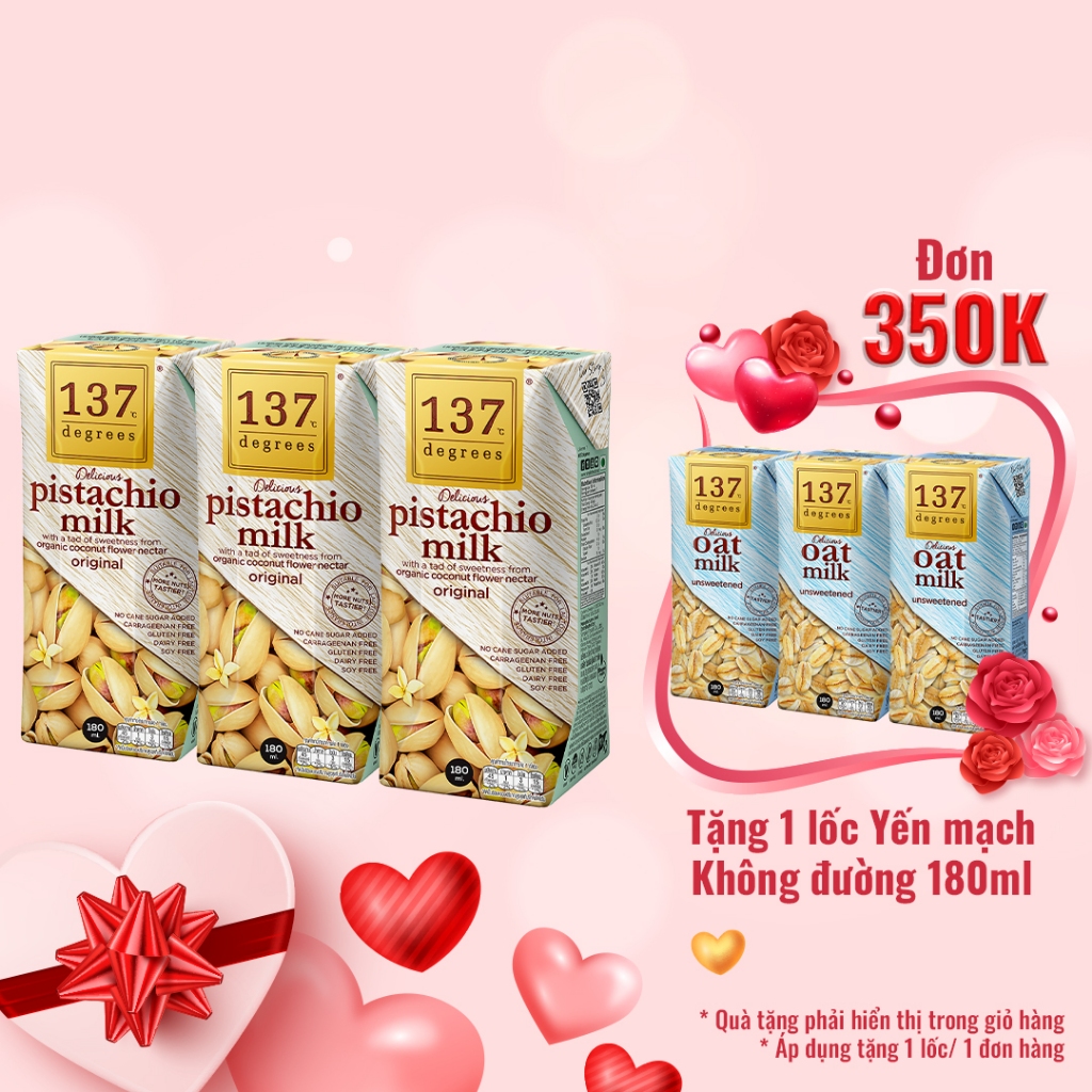 Sữa Hạt Dẻ Cười Nguyên Chất 137 Degrees (Lốc 180ML x 3 Hộp)
