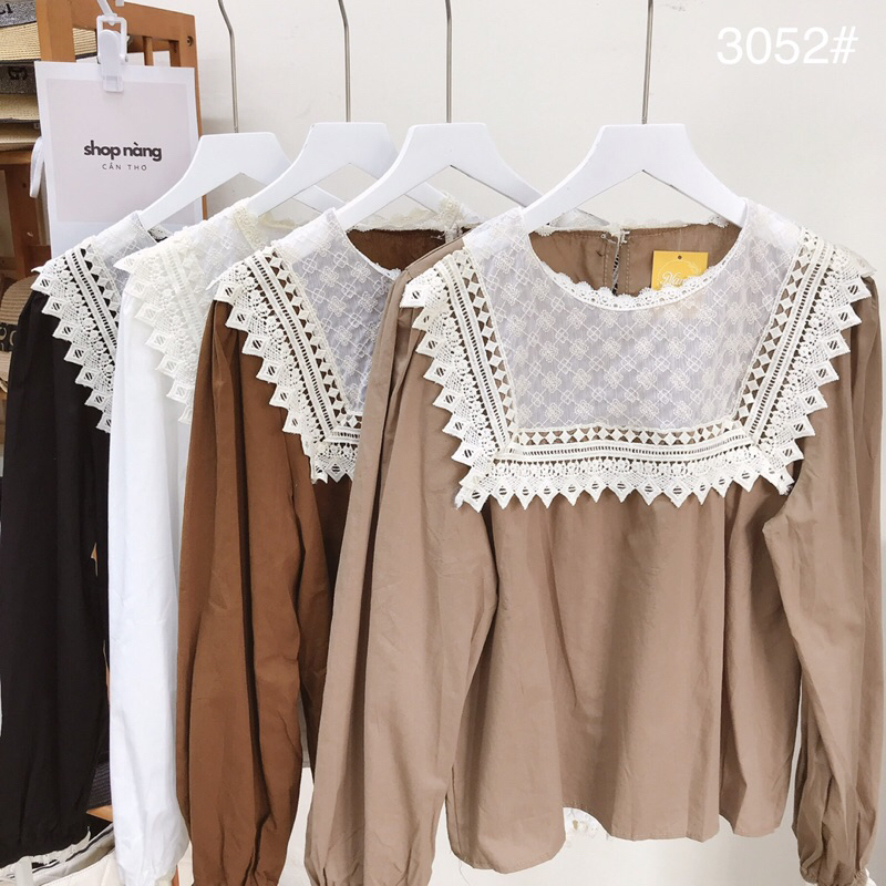 Áo kiểu phối ren tay dài A3052