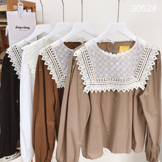 Áo kiểu phối ren tay dài A3052
