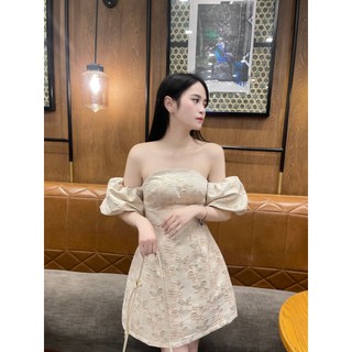 MYAN DESIGN Váy Gấm Cúp Ngực Tay Trễ Vai Vvn012407